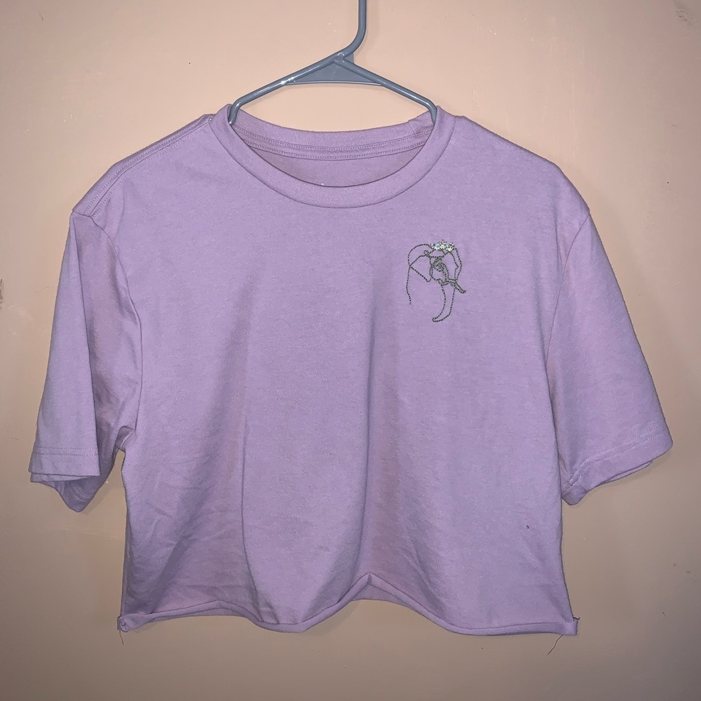 Cropped One line elephant w/ flower crown